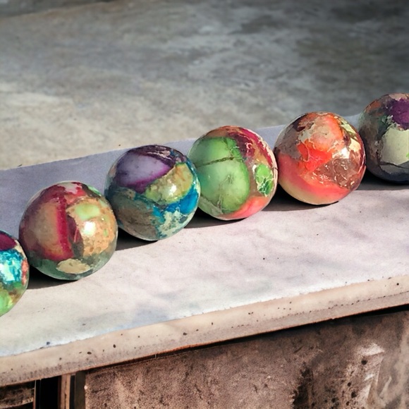 Natural Multicolored Stone Sea Sediment Beads Boho Bracelet - Picture 3 of 5